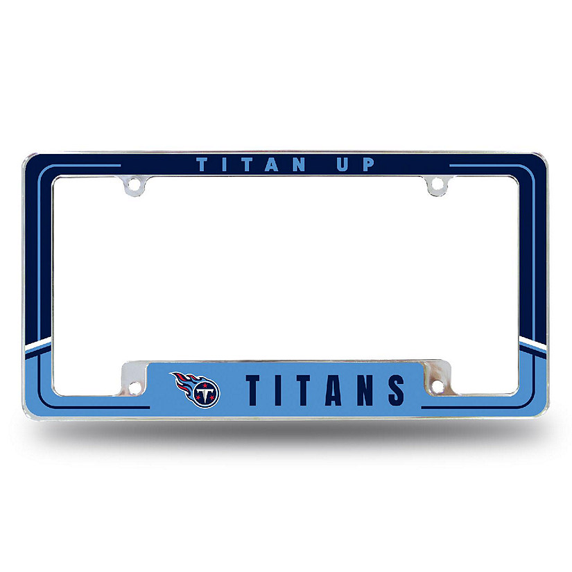 Rico Industries NFL Football Tennessee Titans Two-Tone 12" x 6" Chrome All Over Automotive License Plate Frame for Car/Truck/SUV Image