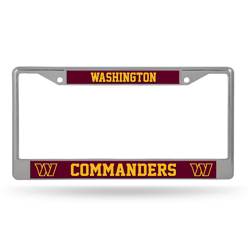 Rico Industries NFL Football Washington Commanders  12" x 6" Chrome Frame With Decal Inserts - Car/Truck/SUV Automobile Accessory Image