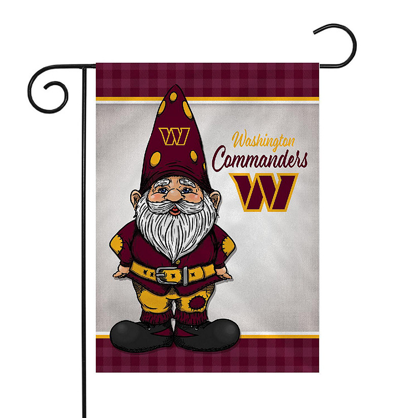 Rico Industries NFL Football Washington Commanders Gnome Spring 13" x 18" Double Sided Garden Flag Image