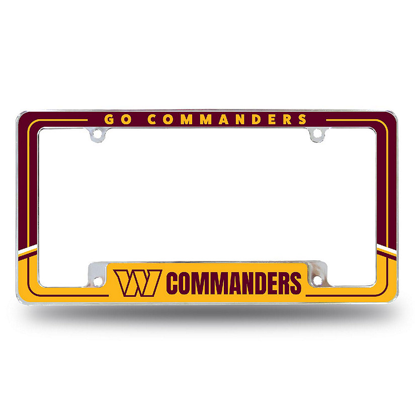 Rico Industries NFL Football Washington Commanders Two-Tone 12" x 6" Chrome All Over Automotive License Plate Frame for Car/Truck/SUV Image