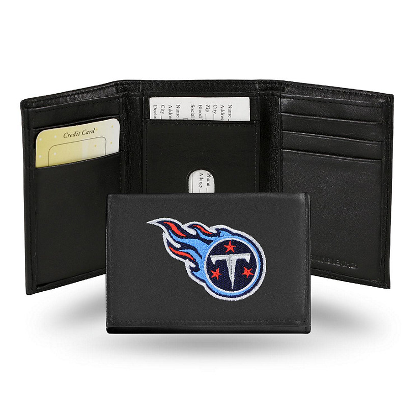 Rico Industries NFL Tennessee Titans Embroidered Genuine Leather Tri-fold Wallet 3.25" x 4.25" - Slim Image
