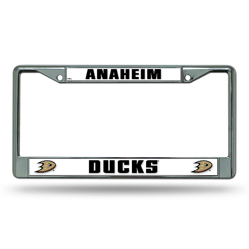 Rico Industries NHL Hockey Anaheim Ducks Premium 12" x 6" Chrome Frame With Plastic Inserts - Car/Truck/SUV Automobile Accessory Image