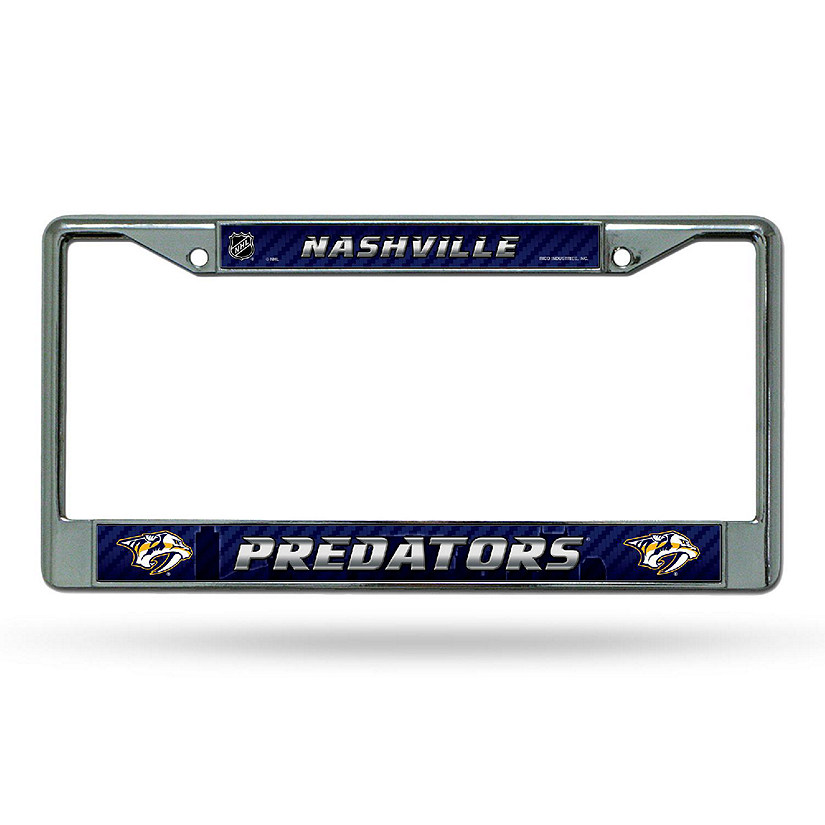 Rico Industries NHL Hockey Nashville Predators  12" x 6" Chrome Frame With Decal Inserts - Car/Truck/SUV Automobile Accessory Image