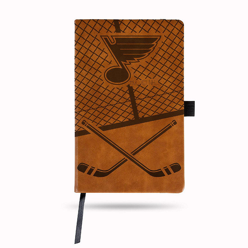 Rico Industries NHL Hockey St. Louis Blues Laser Engraved Brown Notepad Image