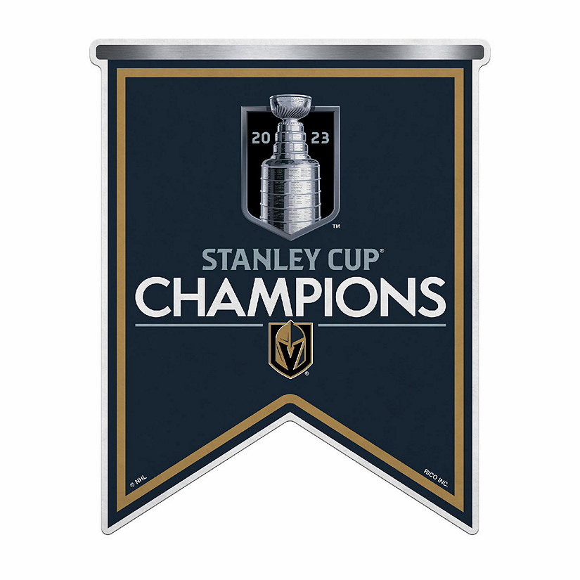 Rico Industries NHL Hockey Vegas Golden Knights 2023 Stanley Cup Champions Shape Cut Pennant - Home and Living Room D&#233;cor - Soft Felt EZ to Hang Image