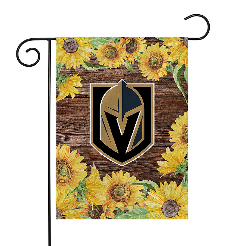 Rico Industries NHL Hockey Vegas Golden Knights Sunflower Spring 13" x 18" Double Sided Garden Flag Image