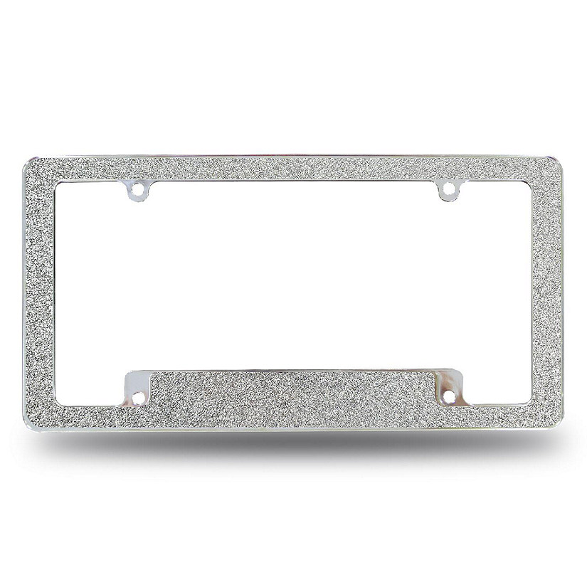 Rico Industries Silver Glitter All Over Automotive License Plate Frame for Car/Truck/SUV (12" x 6") Image