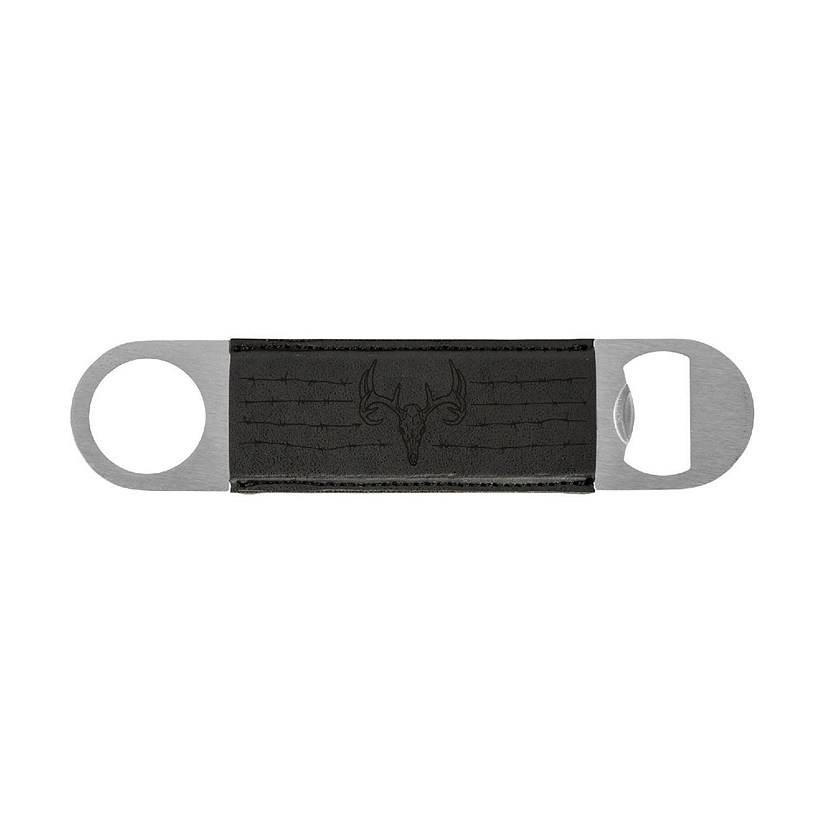 Rico Industries Wildlife   Black Faux Leather Laser Engraved Bar Blade - Great Beverage Accessory for Game Day Image