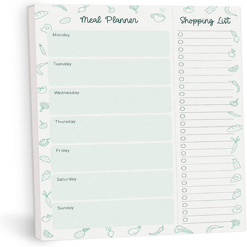 Rileys & Co 52-Page Meal Planner Note Pad with Tear-off Grocery List Image