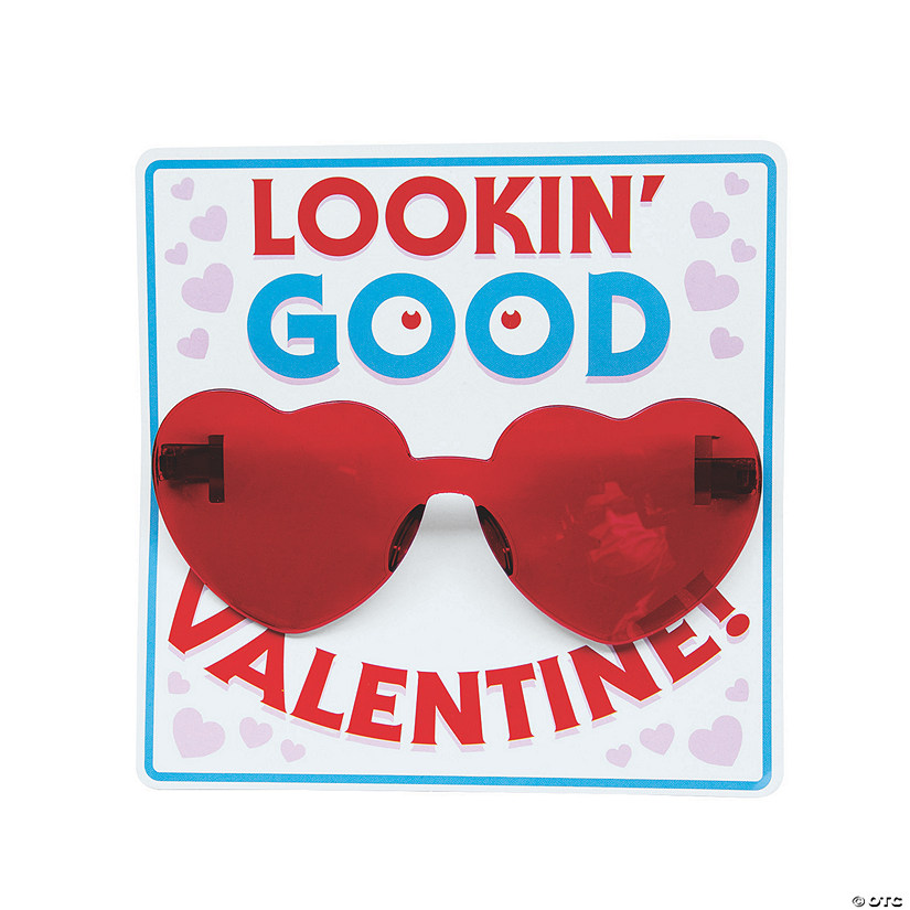 Rimless Heart Glasses Valentine Exchanges with Lookin&#8217; Good Card for 12 Image