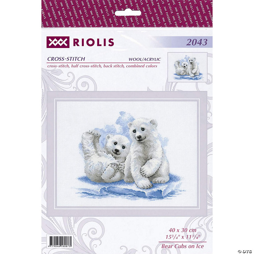 Riolis Cross Stitch Kit Bear Cubs On Ice Image