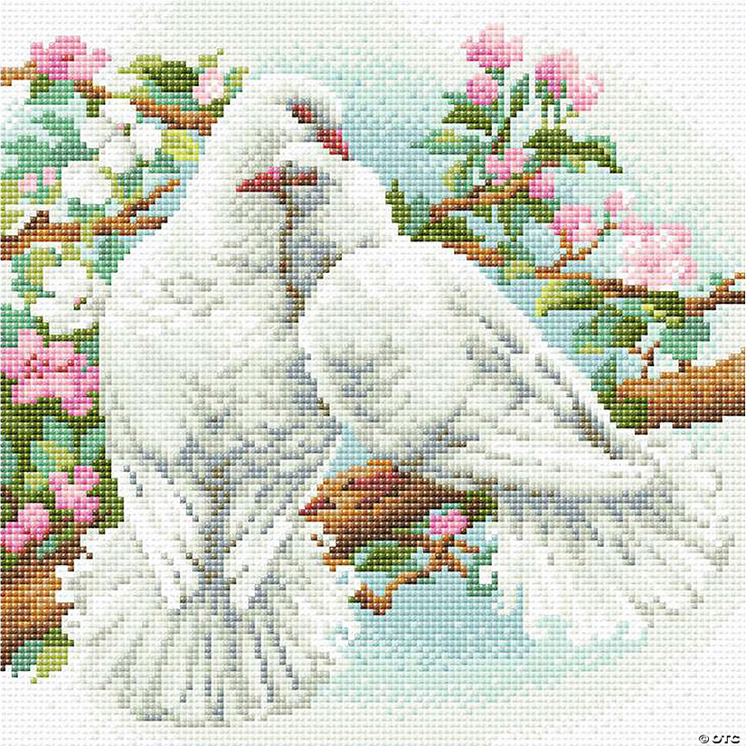 Riolis Diamond Mosaic Kit 11.75x11.75 White Doves Image