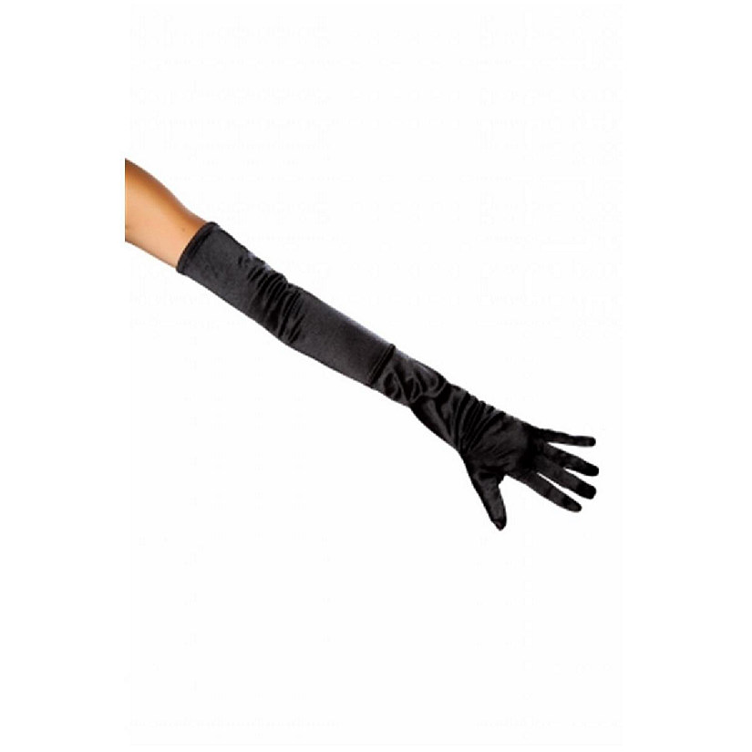 Roma Costume 10104-Blk-O-S Stretch Satin Gloves Adult Costume, Black - One Size Image