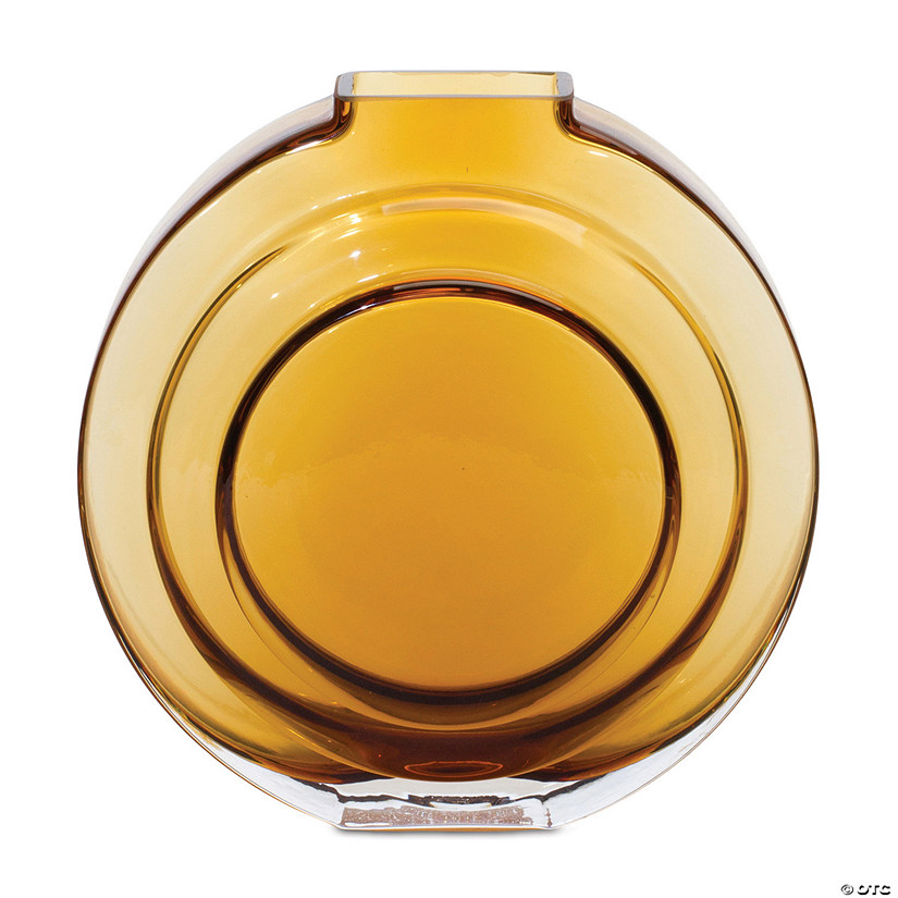 Round Amber Glass Vase 6.25"H Glass Image
