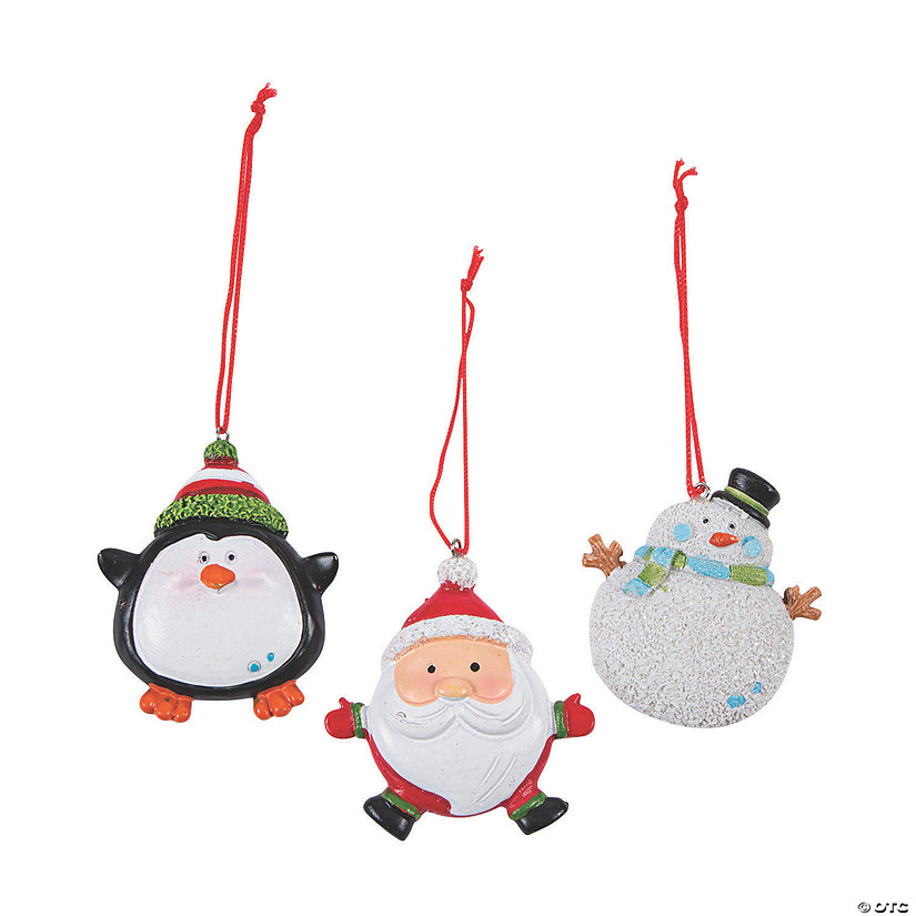 Round Christmas Winter Character Resin Ornaments - 12 Pc. Image