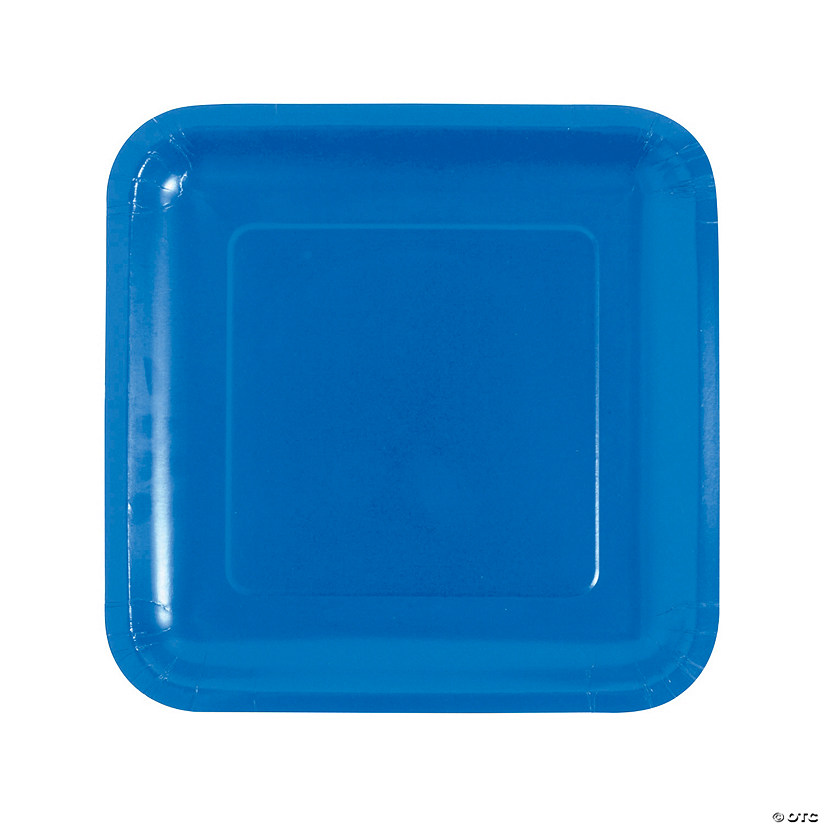 Royal Blue Square Paper Dinner Plates - 24 Ct. Image