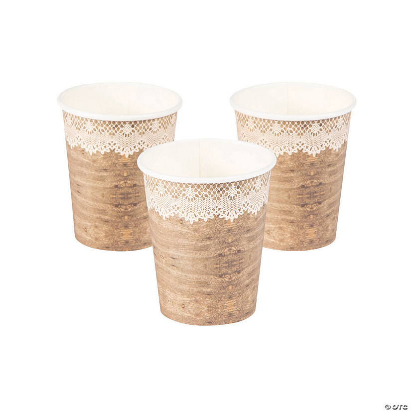 Rustic Doily Fringe Paper Cups - 10 Pc. Image