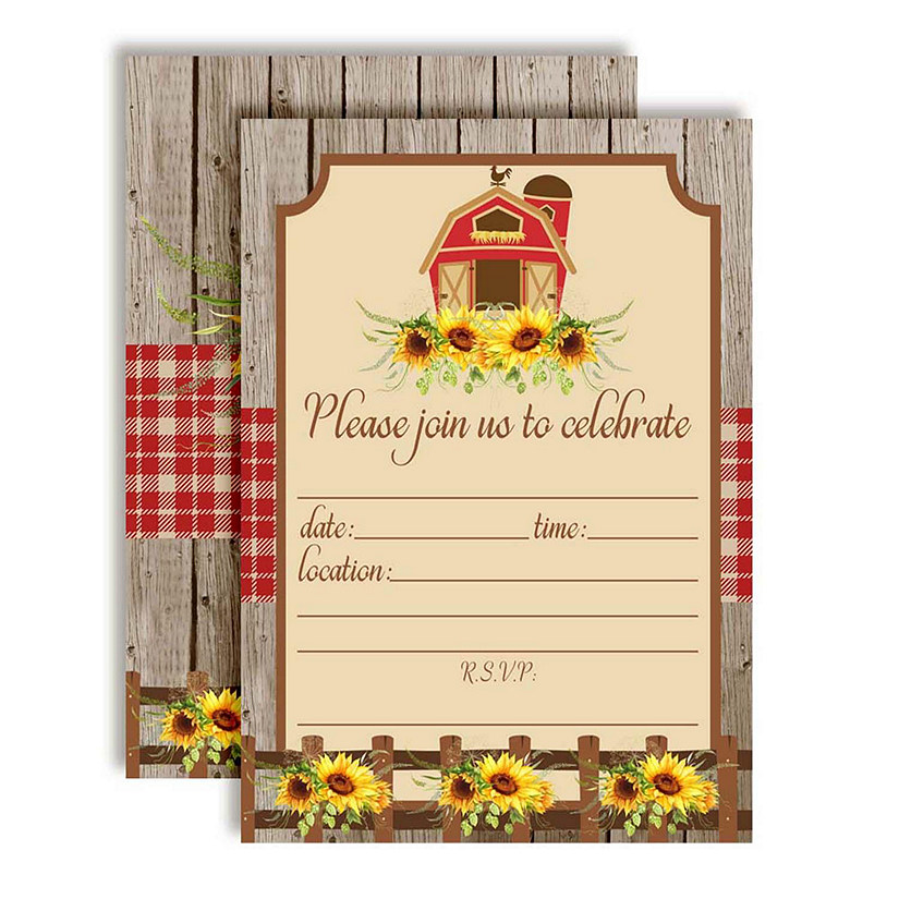 Rustic Sunflower Farm Party Invitations 40pc. by AmandaCreation Image