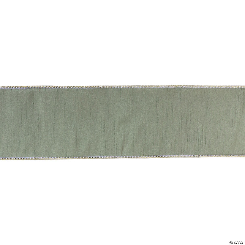 Sage Green 4" X 10 Yds. Ribbon Wired Polyester Image