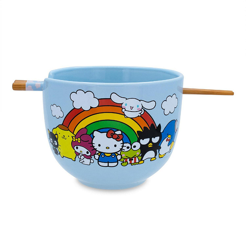 Sanrio Hello Kitty and Friends Rainbow Ceramic Ramen Bowl and Chopstick Set Image