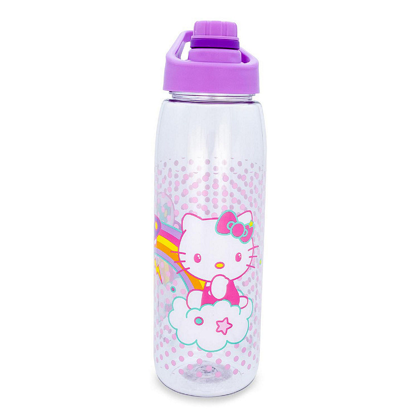 Sanrio Hello Kitty and Joey Rainbow Plastic Water Bottle With Screw-Top Lid Image