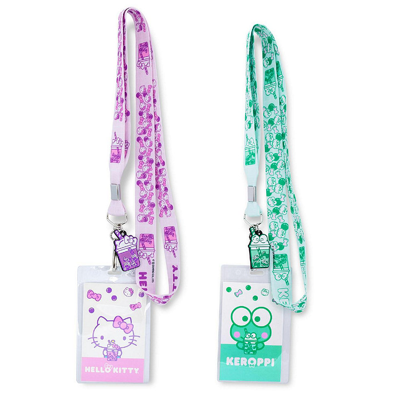 Sanrio Hello Kitty and Keroppi Boba Tea Lanyards With Badge Holders  Set of 2 Image