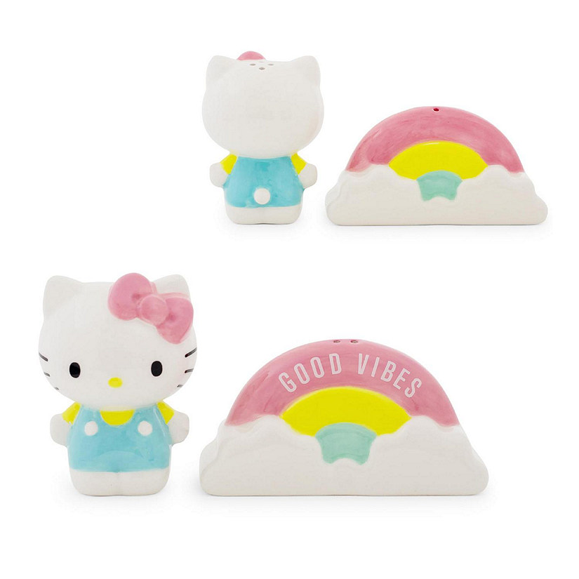 Sanrio Hello Kitty and Rainbow Ceramic Salt and Pepper Shaker Set Image
