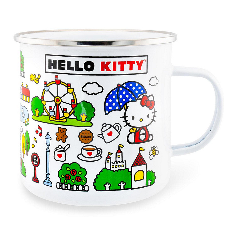 Sanrio Hello Kitty Destination Town Enamel Camper Mug  Holds 21 Ounces Image