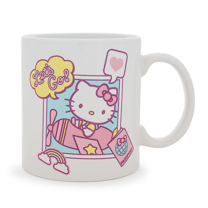 Sanrio Hello Kitty "Let's Go" Travel Destination Ceramic Mug  Holds 20 Ounces Image