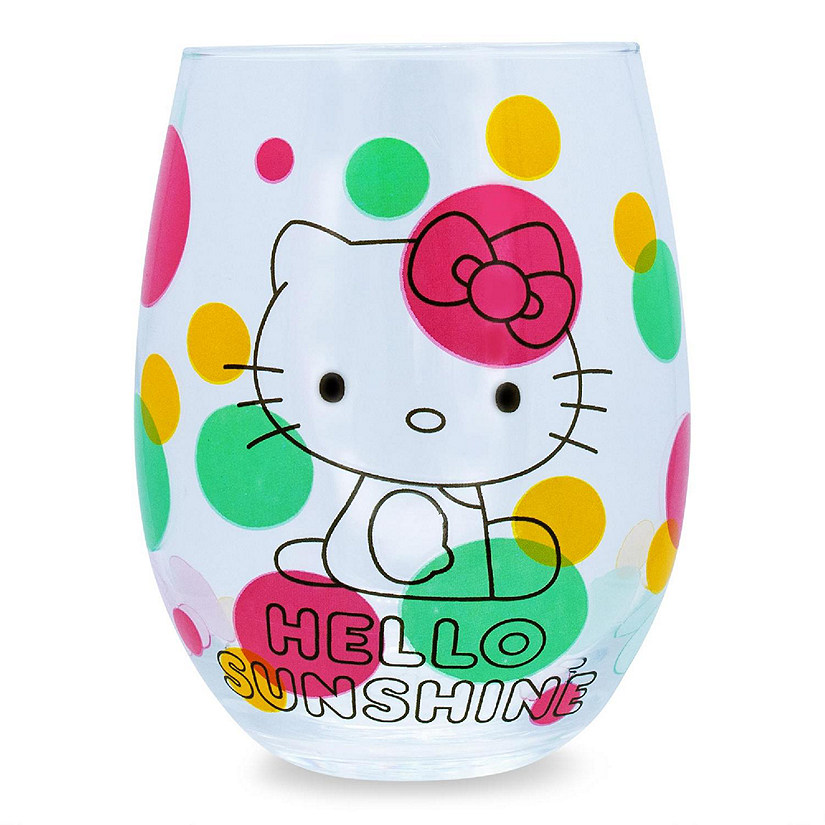 Sanrio Hello Kitty Loves Ice Cream Teardrop Stemless Wine Glass  Holds 20 Ounce Image
