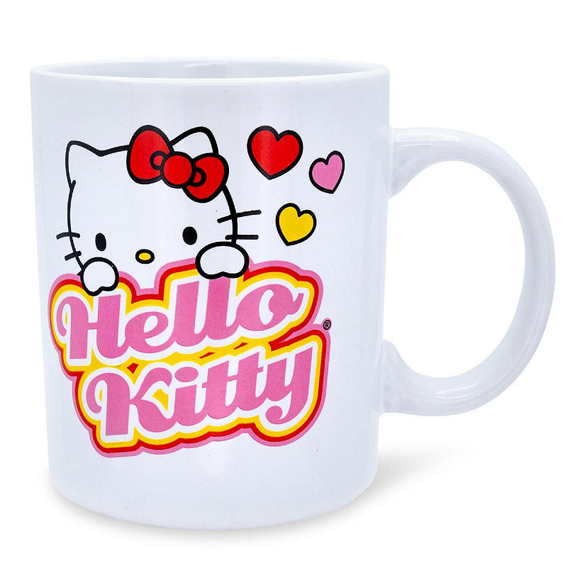 Sanrio Hello Kitty Peek-A-Boo Hearts Ceramic Mug  Holds 12 Ounces Image
