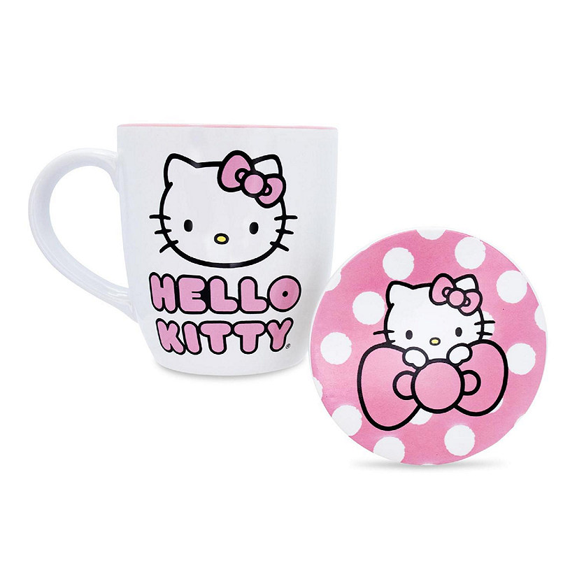Sanrio Hello Kitty Perfect Pink 18-Ounce Ceramic Mug and Coaster Set Image