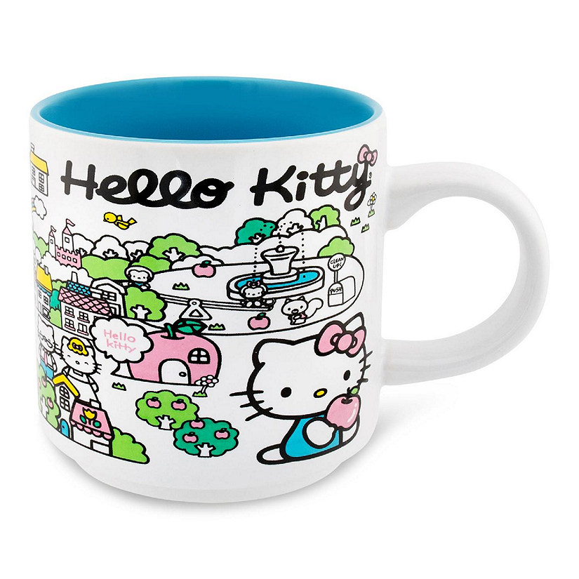 Sanrio Hello Kitty Pink Map Ceramic Mug  Holds 13 Ounces Image