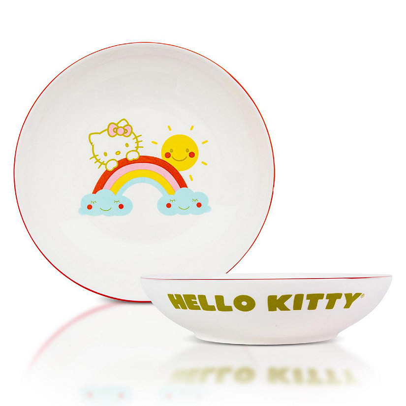 Sanrio Hello Kitty Rainbow 9-Inch Ceramic Coupe Dinner Bowl Image