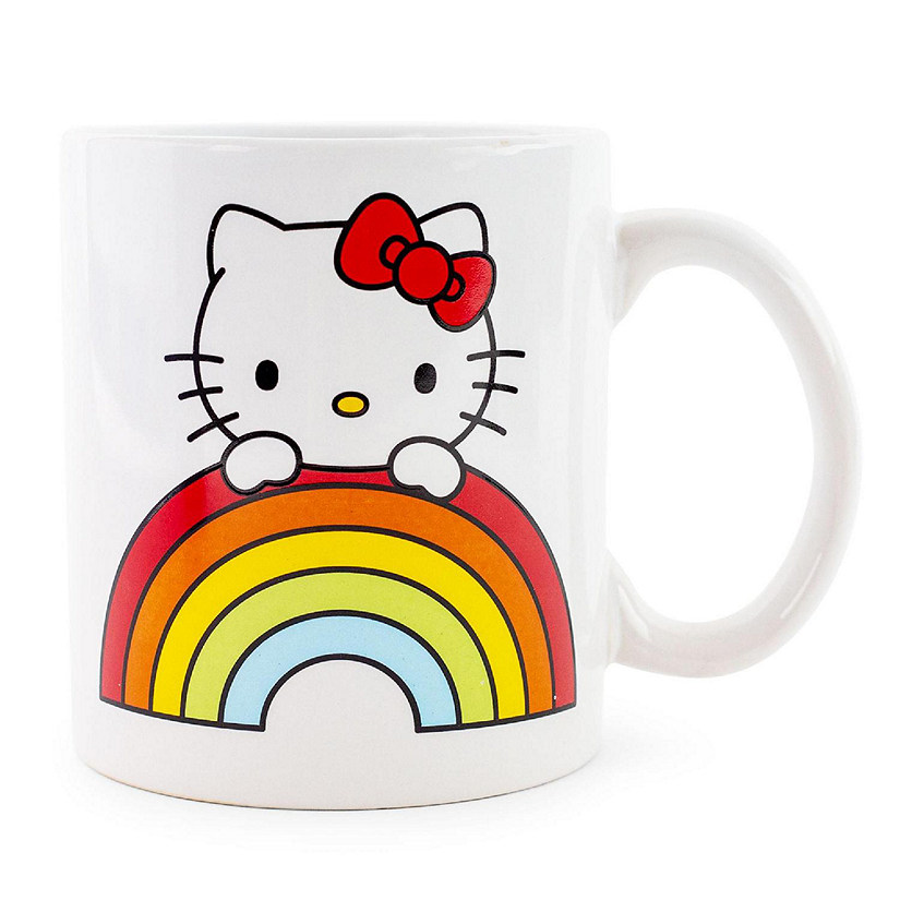 Sanrio Hello Kitty Rainbow Peek Ceramic Mug  Holds 20 Ounces Image