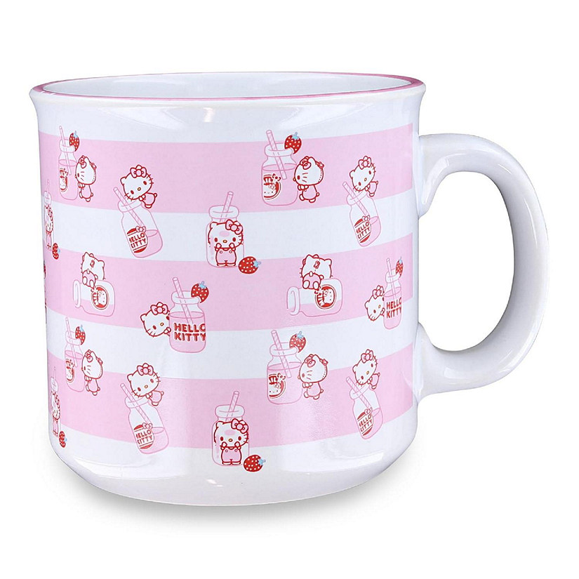 Sanrio Hello Kitty Strawberry Milk Ceramic Camper Mug  Holds 20 Ounces Image