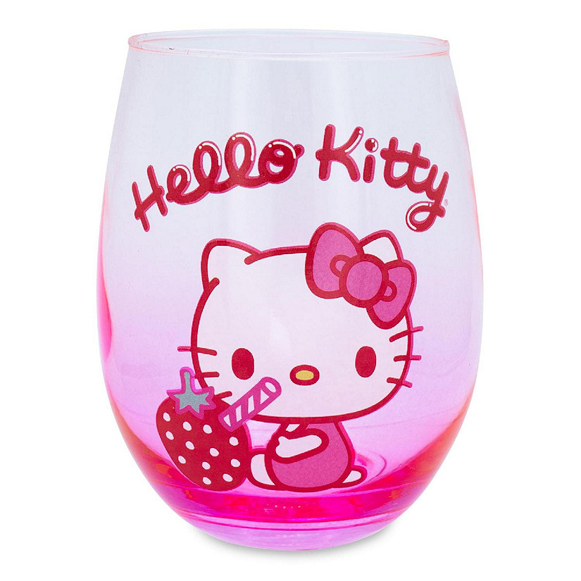 Sanrio Hello Kitty Strawberry Sip Stemless Wine Glass  Holds 20 Ounces Image