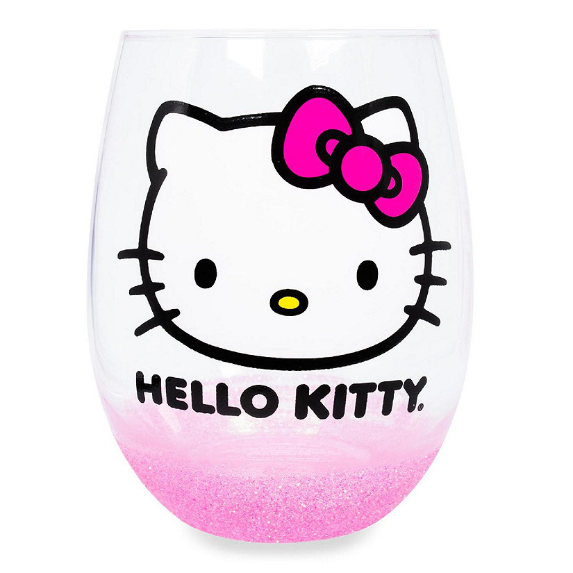 Sanrio Hello Kitty Teardrop Stemless Wine Glass  Holds 20 Ounces Image