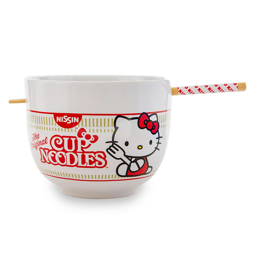 Sanrio Hello Kitty x Nissin Cup Noodles 20-Ounce Ramen Bowl and Chopstick Set Image