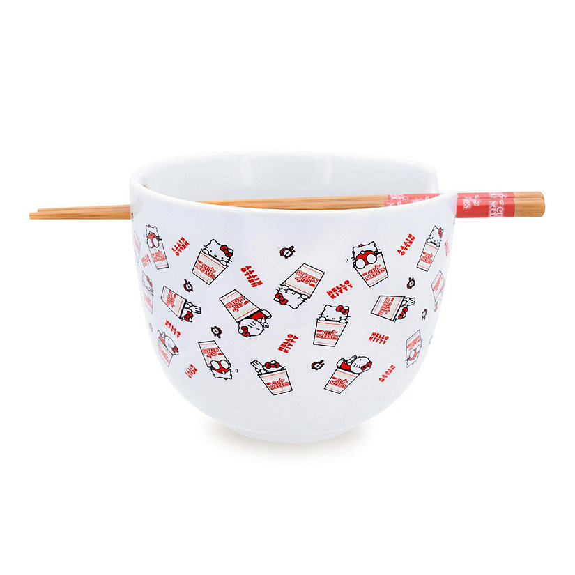 Sanrio Hello Kitty x Nissin Cup Noodles Ceramic Ramen Bowl and Chopstick Set Image