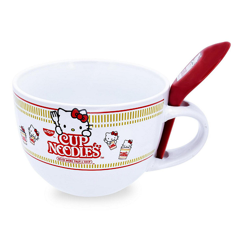 Sanrio Hello Kitty x Nissin Cup Noodles Soup Mug With Spoon  Holds 24 Ounces Image