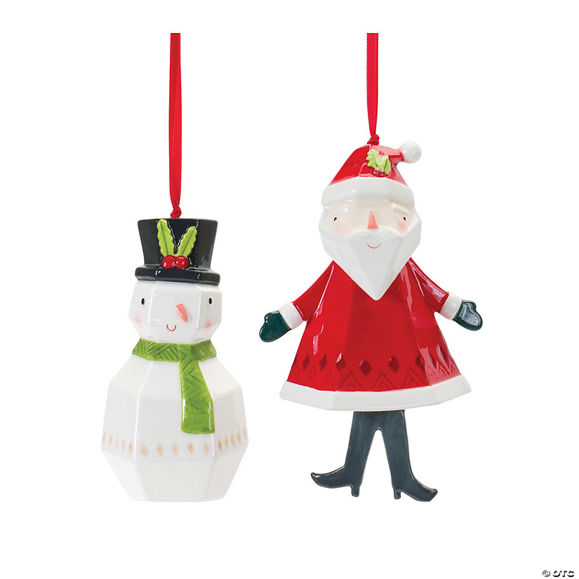 Santa And Snowman Ornament (Set Of 6) 4.75"H, 6"H Dolomite Image
