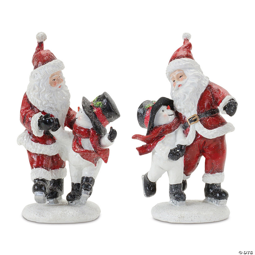 Santa And Snowman Skating (Set Of 2) 6.25"H Resin Image