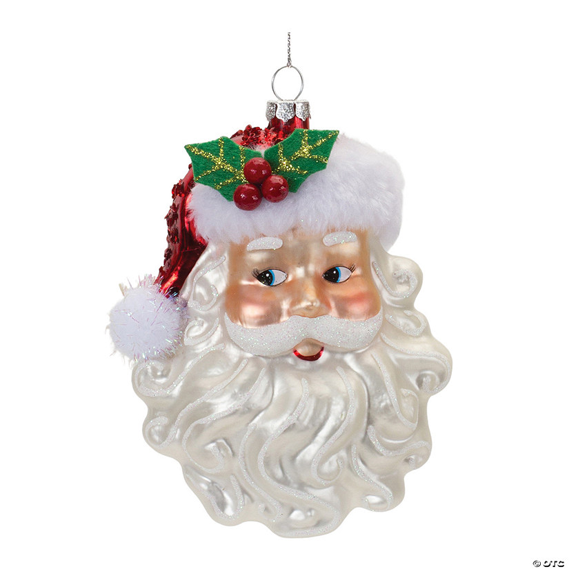 Santa Face Ornament (Set Of 6) 5.5"H Glass Image