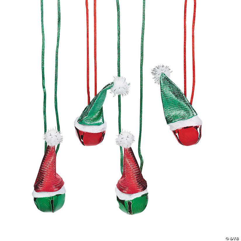 Santa Hat Jingle Bell Necklaces - 12 Pc. Image