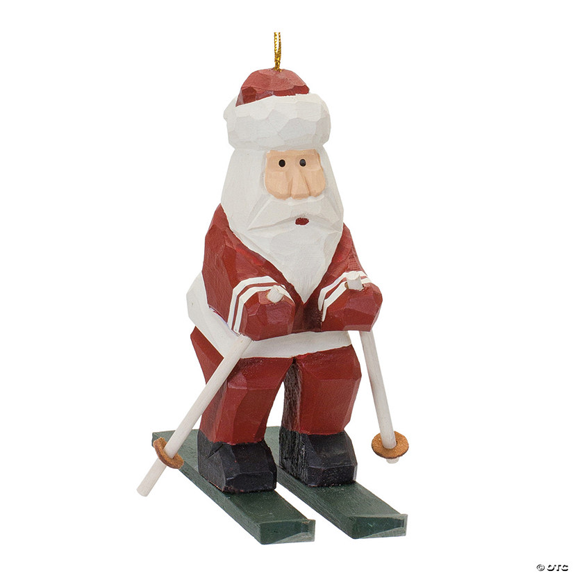 Santa On Skis Ornament (Set Of 6) 5.25"H Wood Image