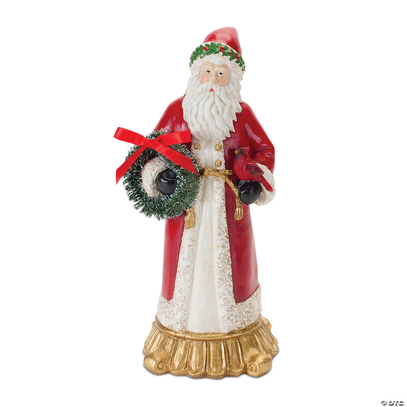 Santa With Cardinal & Wreath 12"H Resin Image