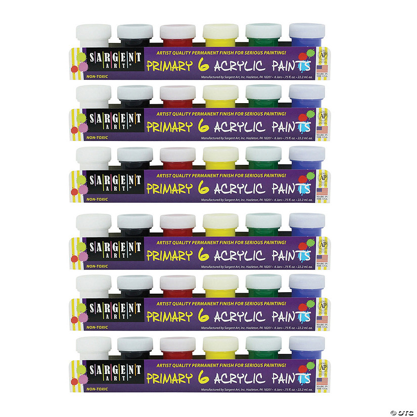 Sargent Art<sup>&#174;</sup> Primary Color Acrylic Paint Packs - 6 Pc. Image
