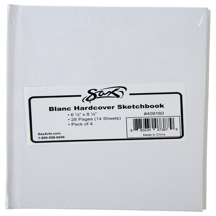 Sax Blanc Books Hardcover Sketchbook, 28 Sheets, 6-1/4 x 8-1/4 Inches, Pack of 4 Image
