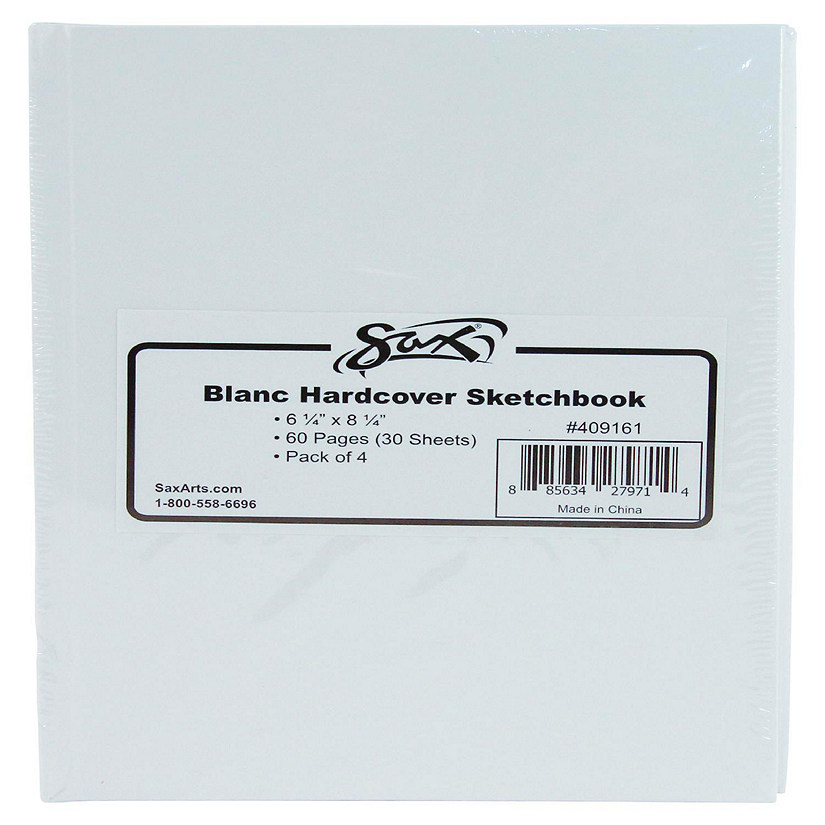Sax Blanc Books Hardcover Sketchbook, 6-1/4 x 8-1/4 Inches, 60 Sheets Each, Pack of 4 Image